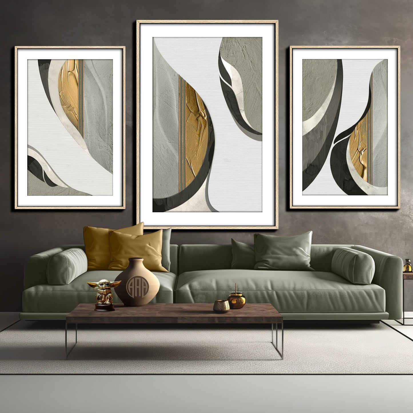 Tempting Entanglement Triptych – Modern Abstract Wall Art